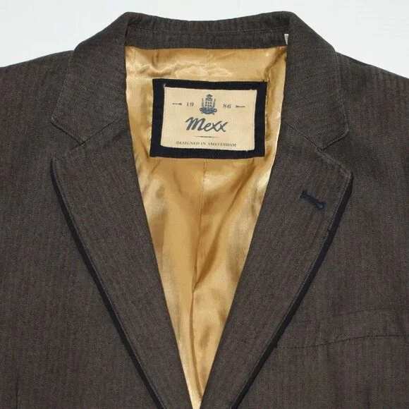 Mexx Men's Brown Stripe 2 Button Sport Coat Blazer Jacket size US 44R